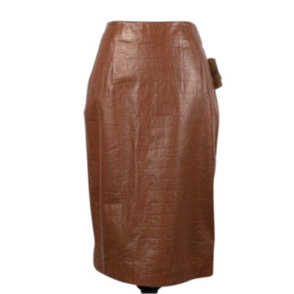 Pelle Studio Wilsons brown Italian leather skirt sz 2 pencil  vintage 90s 2000s